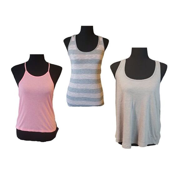 Pink and Gray Racerback Summer Tank Bundle Small - Picture 1 of 12